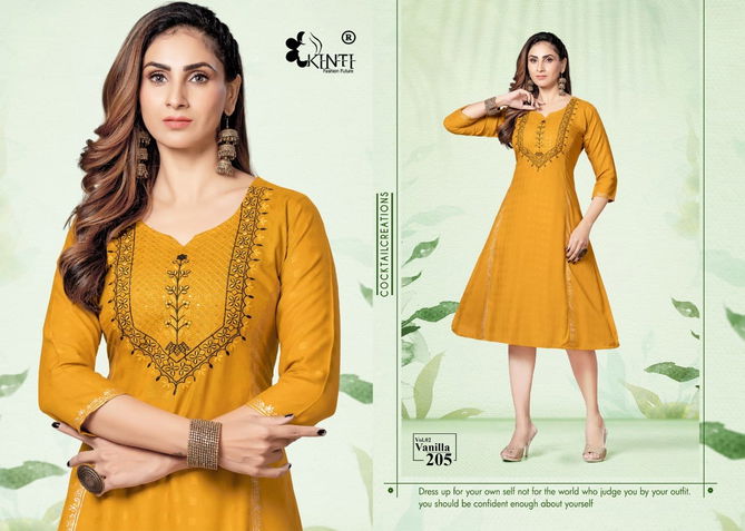 Vanilla Vol 2 By Kinti 201-206 Embroidery Kurtis Catalog